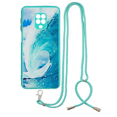 Custodia Silicone Gel Morbida Fantasia Modello Cover con Cinghia Cordino Mano Y01X per Xiaomi Redmi Note 9S Verde