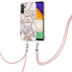Custodia Silicone Gel Morbida Fantasia Modello Cover con Cinghia Cordino Mano Y02B per Samsung Galaxy A04s Grigio