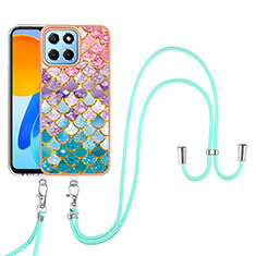 Custodia Silicone Gel Morbida Fantasia Modello Cover con Cinghia Cordino Mano Y03B per Huawei Honor X6 5G Colorato