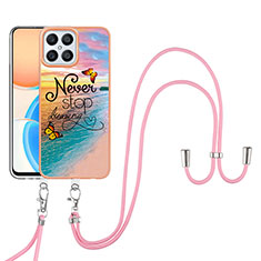 Custodia Silicone Gel Morbida Fantasia Modello Cover con Cinghia Cordino Mano Y03B per Huawei Honor X8 4G Multicolore