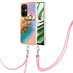 Custodia Silicone Gel Morbida Fantasia Modello Cover con Cinghia Cordino Mano Y03B per OnePlus Nord N30 5G Multicolore