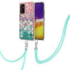 Custodia Silicone Gel Morbida Fantasia Modello Cover con Cinghia Cordino Mano Y03B per Samsung Galaxy S23 FE 5G Colorato