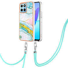 Custodia Silicone Gel Morbida Fantasia Modello Cover con Cinghia Cordino Mano Y05B per Huawei Honor X8a 5G Colorato