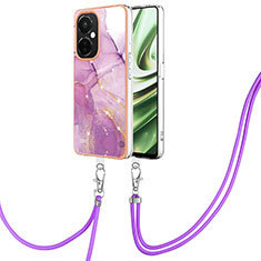 Custodia Silicone Gel Morbida Fantasia Modello Cover con Cinghia Cordino Mano Y05B per OnePlus Nord CE 3 Lite 5G Lavanda