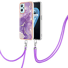 Custodia Silicone Gel Morbida Fantasia Modello Cover con Cinghia Cordino Mano Y05B per Realme 9i 4G Viola