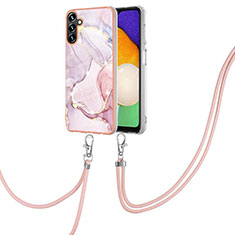 Custodia Silicone Gel Morbida Fantasia Modello Cover con Cinghia Cordino Mano Y05B per Samsung Galaxy A04s Rosa