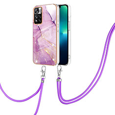 Custodia Silicone Gel Morbida Fantasia Modello Cover con Cinghia Cordino Mano Y05B per Xiaomi Poco X4 NFC Lavanda