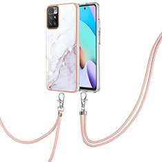 Custodia Silicone Gel Morbida Fantasia Modello Cover con Cinghia Cordino Mano Y05B per Xiaomi Redmi Note 11 4G (2021) Bianco