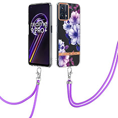 Custodia Silicone Gel Morbida Fantasia Modello Cover con Cinghia Cordino Mano Y06B per Realme 9 4G Viola