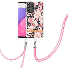 Custodia Silicone Gel Morbida Fantasia Modello Cover con Cinghia Cordino Mano Y06B per Samsung Galaxy A33 5G Rosa