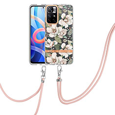 Custodia Silicone Gel Morbida Fantasia Modello Cover con Cinghia Cordino Mano Y06B per Xiaomi Poco M4 Pro 5G Bianco