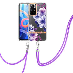 Custodia Silicone Gel Morbida Fantasia Modello Cover con Cinghia Cordino Mano Y06B per Xiaomi Poco M4 Pro 5G Viola