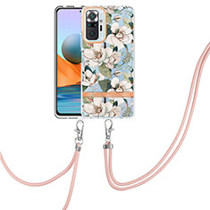 Custodia Silicone Gel Morbida Fantasia Modello Cover con Cinghia Cordino Mano Y06B per Xiaomi Redmi Note 10 Pro Max Bianco