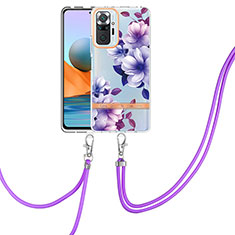 Custodia Silicone Gel Morbida Fantasia Modello Cover con Cinghia Cordino Mano Y06B per Xiaomi Redmi Note 10 Pro Max Viola