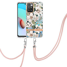 Custodia Silicone Gel Morbida Fantasia Modello Cover con Cinghia Cordino Mano Y06B per Xiaomi Redmi Note 11 4G (2021) Bianco