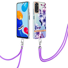 Custodia Silicone Gel Morbida Fantasia Modello Cover con Cinghia Cordino Mano Y06B per Xiaomi Redmi Note 11 4G (2022) Viola