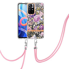 Custodia Silicone Gel Morbida Fantasia Modello Cover con Cinghia Cordino Mano Y06B per Xiaomi Redmi Note 11S 5G Lavanda