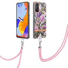 Custodia Silicone Gel Morbida Fantasia Modello Cover con Cinghia Cordino Mano Y06B per Xiaomi Redmi Note 12 Pro 4G Lavanda