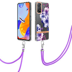 Custodia Silicone Gel Morbida Fantasia Modello Cover con Cinghia Cordino Mano Y06B per Xiaomi Redmi Note 12 Pro 4G Viola