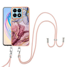 Custodia Silicone Gel Morbida Fantasia Modello Cover con Cinghia Cordino Mano Y07B per Huawei Honor X8a 4G Multicolore