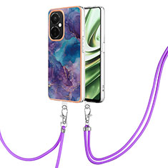 Custodia Silicone Gel Morbida Fantasia Modello Cover con Cinghia Cordino Mano Y07B per OnePlus Nord N30 5G Viola