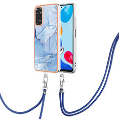 Custodia Silicone Gel Morbida Fantasia Modello Cover con Cinghia Cordino Mano YB1 per Xiaomi Redmi Note 11 4G (2022) Blu