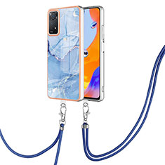 Custodia Silicone Gel Morbida Fantasia Modello Cover con Cinghia Cordino Mano YB1 per Xiaomi Redmi Note 11 Pro 4G Blu