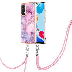 Custodia Silicone Gel Morbida Fantasia Modello Cover con Cinghia Cordino Mano YB1 per Xiaomi Redmi Note 11S 4G Lavanda