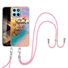 Custodia Silicone Gel Morbida Fantasia Modello Cover con Cinghia Cordino Mano YB3 per Huawei Honor X8b Multicolore