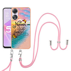 Custodia Silicone Gel Morbida Fantasia Modello Cover con Cinghia Cordino Mano YB3 per Oppo A58 5G Multicolore