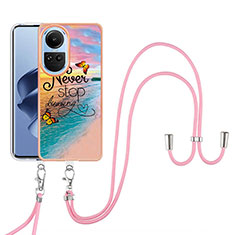 Custodia Silicone Gel Morbida Fantasia Modello Cover con Cinghia Cordino Mano YB3 per Oppo Reno10 Pro 5G Multicolore