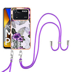 Custodia Silicone Gel Morbida Fantasia Modello Cover con Cinghia Cordino Mano YB3 per Xiaomi Poco M4 Pro 4G Viola