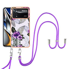 Custodia Silicone Gel Morbida Fantasia Modello Cover con Cinghia Cordino Mano YB3 per Xiaomi Poco X4 Pro 5G Viola