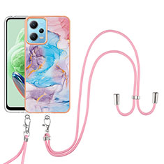 Custodia Silicone Gel Morbida Fantasia Modello Cover con Cinghia Cordino Mano YB3 per Xiaomi Redmi Note 12 5G Blu