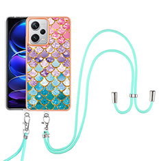 Custodia Silicone Gel Morbida Fantasia Modello Cover con Cinghia Cordino Mano YB3 per Xiaomi Redmi Note 12 Explorer Colorato