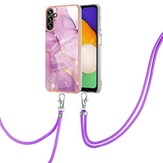 Custodia Silicone Gel Morbida Fantasia Modello Cover con Cinghia Cordino Mano YB5 per Samsung Galaxy Quantum4 5G Lavanda