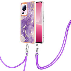 Custodia Silicone Gel Morbida Fantasia Modello Cover con Cinghia Cordino Mano YB5 per Xiaomi Civi 2 5G Viola