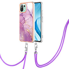 Custodia Silicone Gel Morbida Fantasia Modello Cover con Cinghia Cordino Mano YB5 per Xiaomi Mi 11 Lite 4G Lavanda