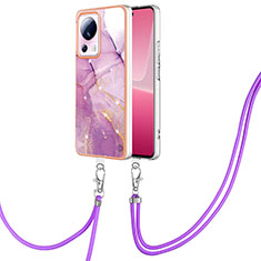 Custodia Silicone Gel Morbida Fantasia Modello Cover con Cinghia Cordino Mano YB5 per Xiaomi Mi 12 Lite NE 5G Lavanda