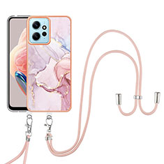 Custodia Silicone Gel Morbida Fantasia Modello Cover con Cinghia Cordino Mano YB5 per Xiaomi Redmi Note 12 4G Rosa