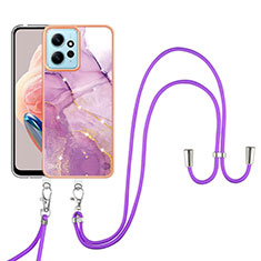 Custodia Silicone Gel Morbida Fantasia Modello Cover con Cinghia Cordino Mano YB5 per Xiaomi Redmi Note 12 4G Viola