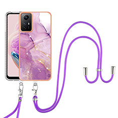 Custodia Silicone Gel Morbida Fantasia Modello Cover con Cinghia Cordino Mano YB5 per Xiaomi Redmi Note 12S Lavanda