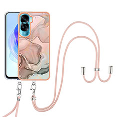 Custodia Silicone Gel Morbida Fantasia Modello Cover con Cinghia Cordino Mano YB7 per Huawei Honor 90 Lite 5G Multicolore