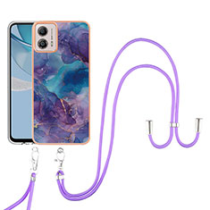 Custodia Silicone Gel Morbida Fantasia Modello Cover con Cinghia Cordino Mano YB7 per Motorola Moto G53j 5G Viola