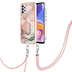 Custodia Silicone Gel Morbida Fantasia Modello Cover con Cinghia Cordino Mano YB7 per Samsung Galaxy A13 4G Rosa