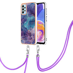 Custodia Silicone Gel Morbida Fantasia Modello Cover con Cinghia Cordino Mano YB7 per Samsung Galaxy A13 4G Viola