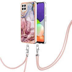 Custodia Silicone Gel Morbida Fantasia Modello Cover con Cinghia Cordino Mano YB7 per Samsung Galaxy A22 4G Multicolore