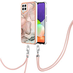 Custodia Silicone Gel Morbida Fantasia Modello Cover con Cinghia Cordino Mano YB7 per Samsung Galaxy A22 4G Rosa