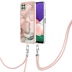 Custodia Silicone Gel Morbida Fantasia Modello Cover con Cinghia Cordino Mano YB7 per Samsung Galaxy A22s 5G Rosa