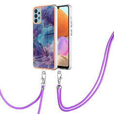 Custodia Silicone Gel Morbida Fantasia Modello Cover con Cinghia Cordino Mano YB7 per Samsung Galaxy A32 4G Viola